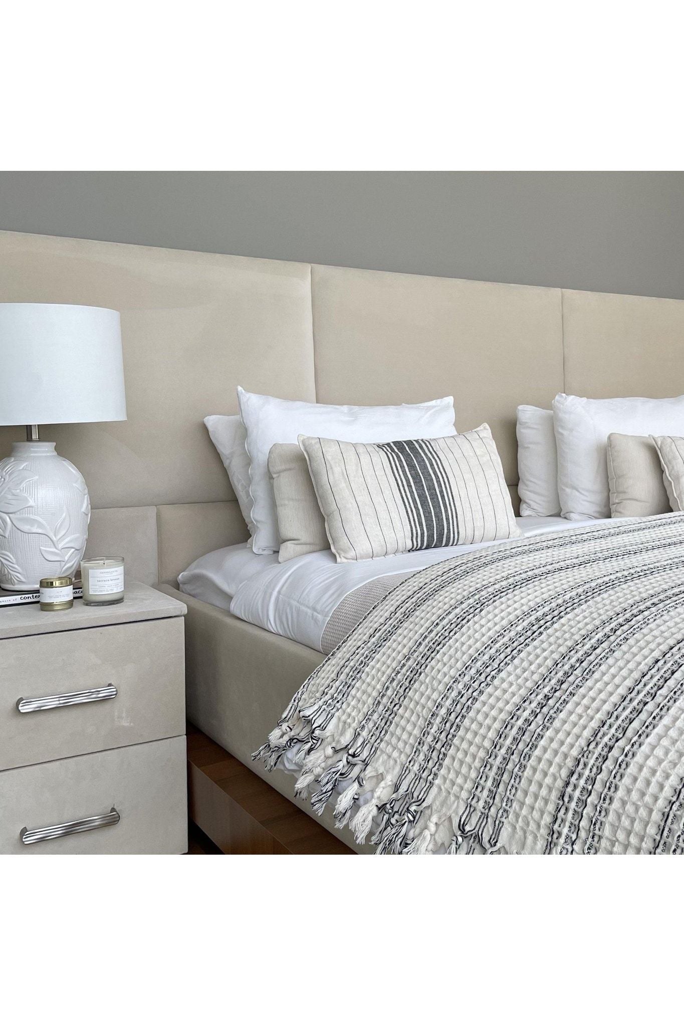 Turkish cotton throw - Ecru waffle