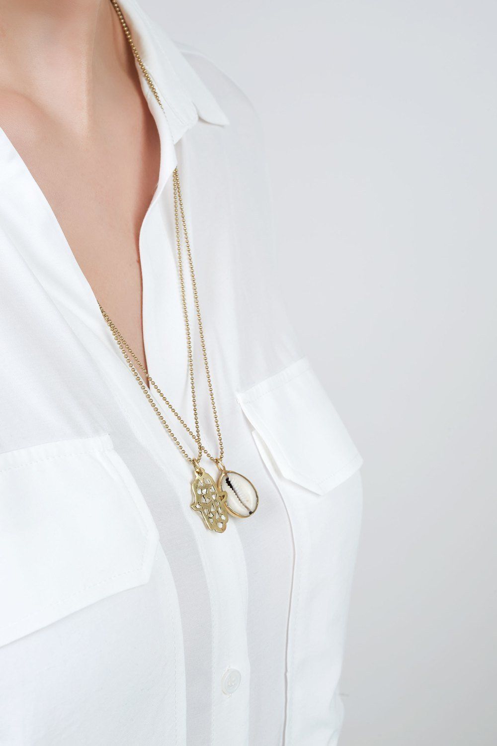 Shore cowrie shell necklace