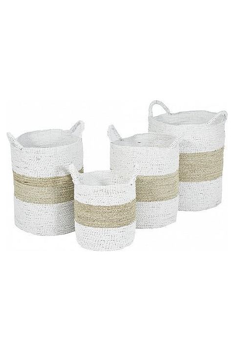 Byron baskets - white with natural stripe
