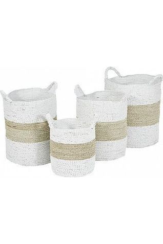 Byron baskets - white with natural stripe