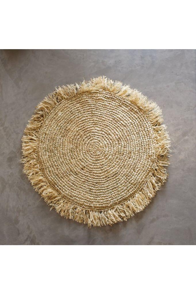 Raffia cushion cover round