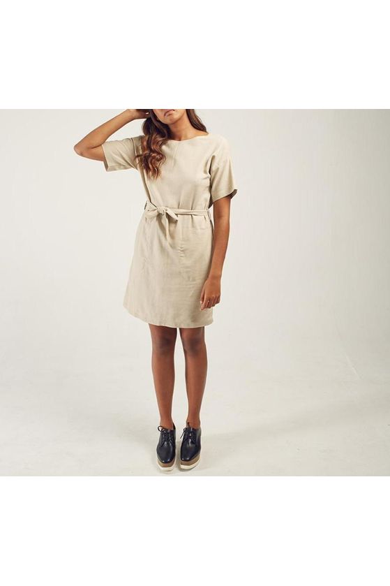 Tara linen tie back dress