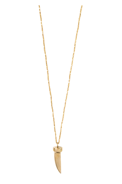 Tribal brass tooth necklace