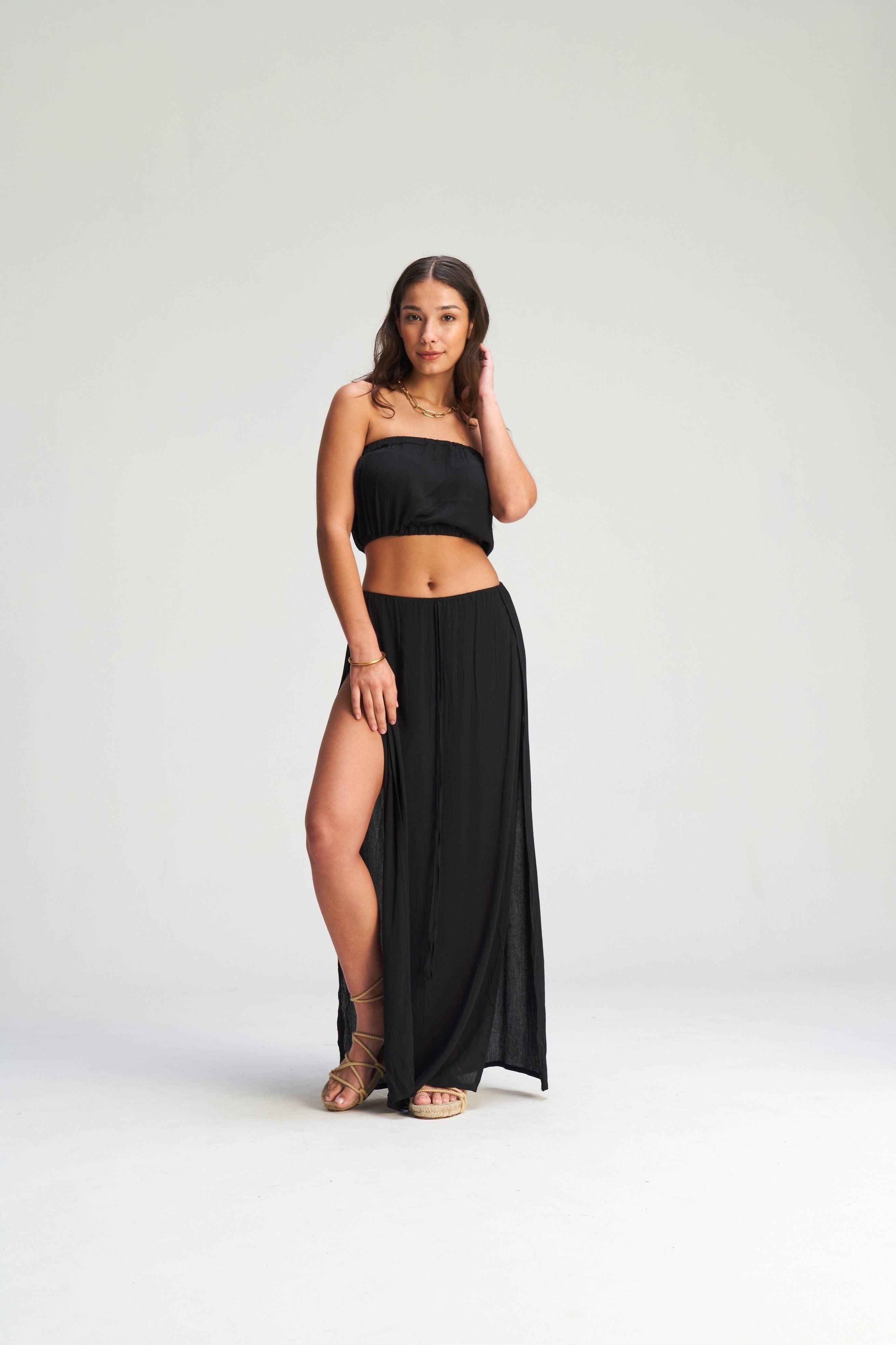 Canggu Double Slit Skirt - Black