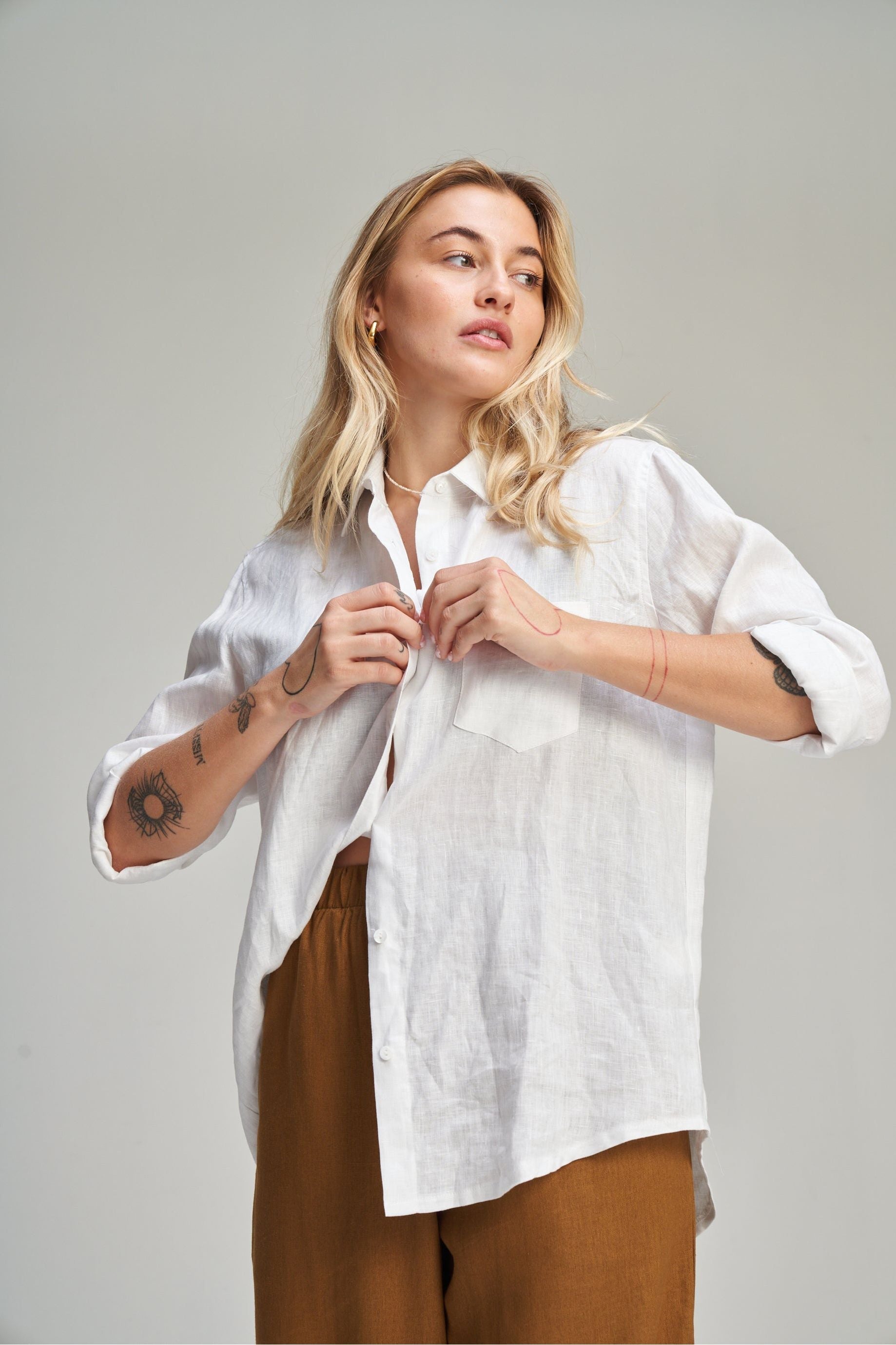 Linen Dad Shirt - White