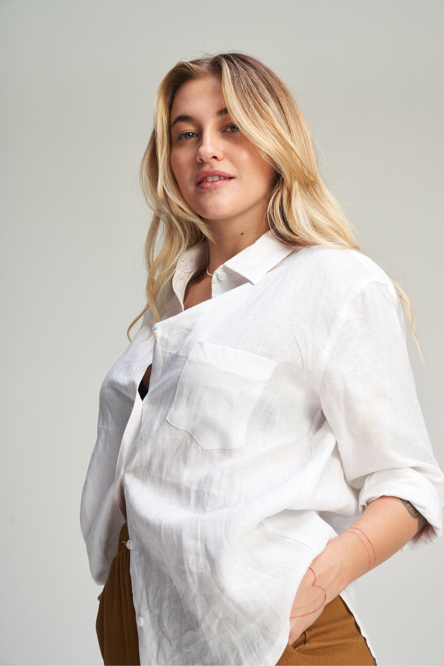 Linen Dad Shirt - White