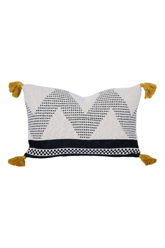 Cotton Knit Cushion - Zig Tassel