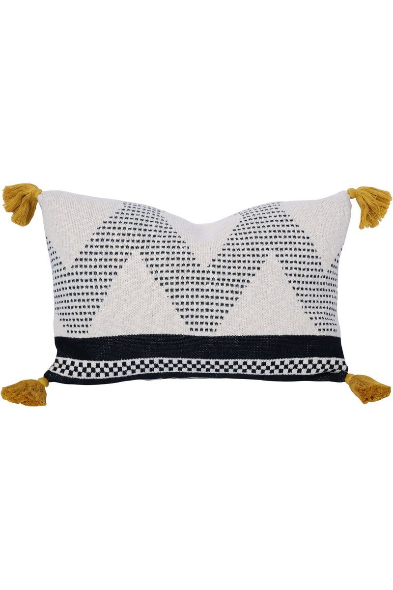 Cotton Knit Cushion - Zig Tassel