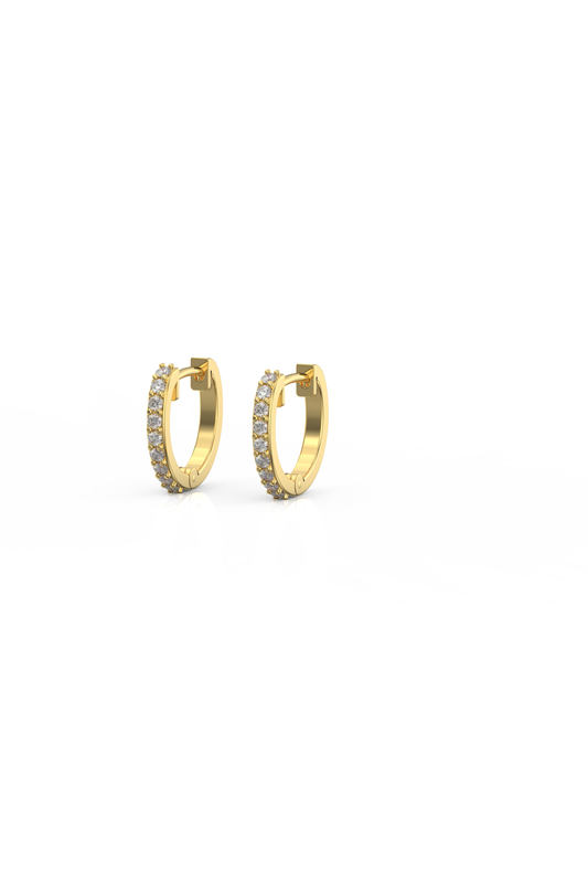 9ct Yellow gold Huggies with stones